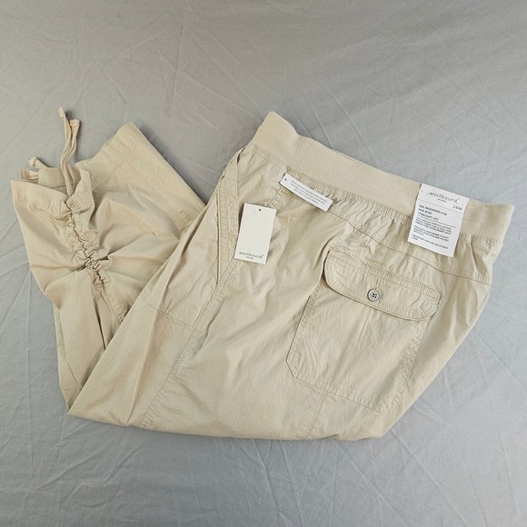 Westbound Pants - Westbound Woman the Weekend Crop Pant Plus 24W Light Khaki Drawstring NWT L293